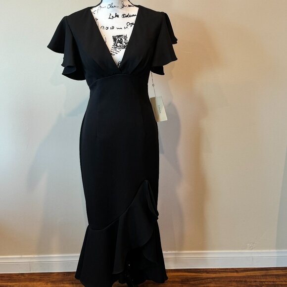 TS Couture NWT Black Evening Cocktail Dress Size 4 - Picture 2 of 6
